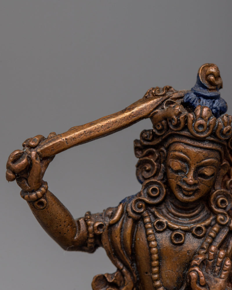 Manjushri Statue Tibétain | Expertly Crafted in Oxidized Copper Using Machine