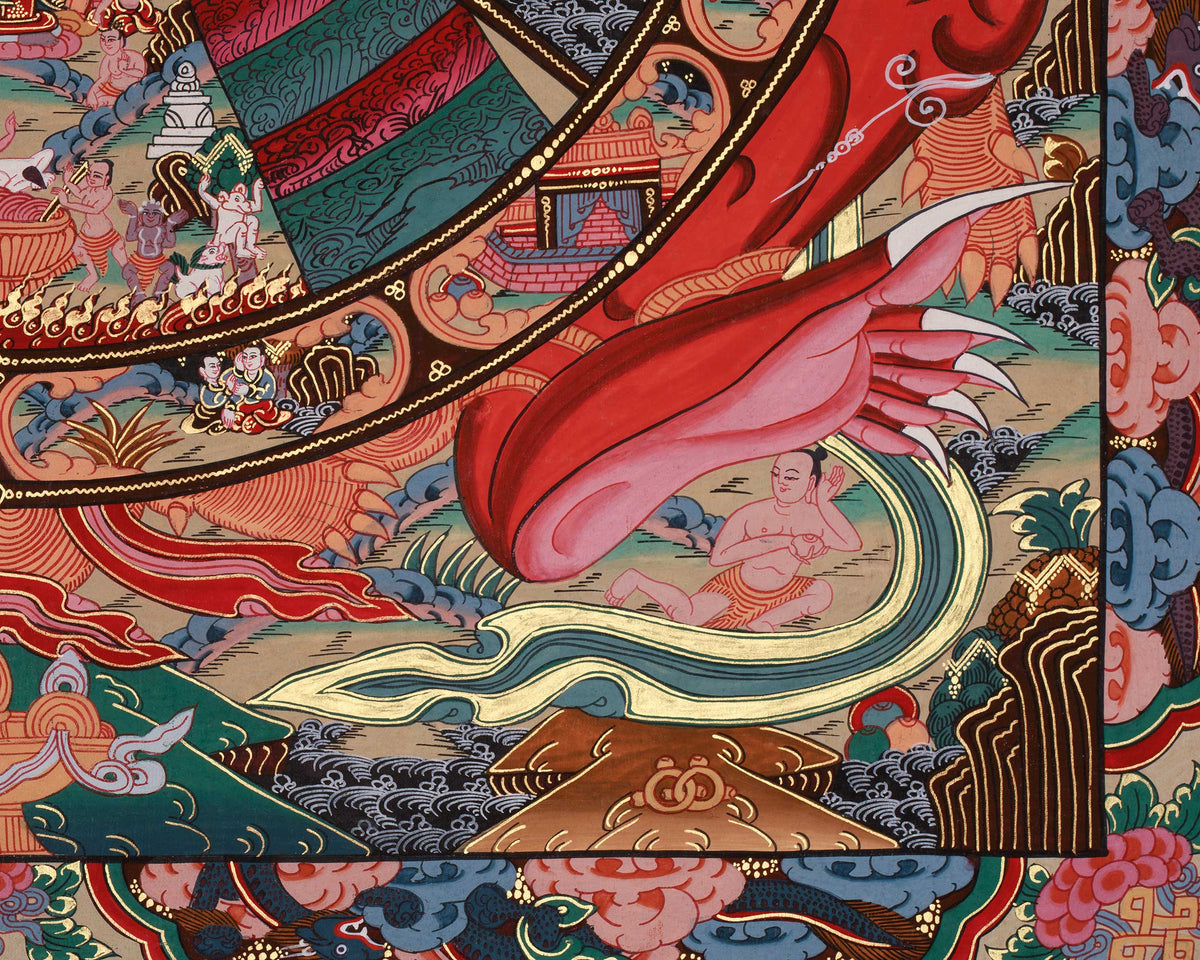 Tibetan Thangka of the Wheel of Life | Sacred Artwork