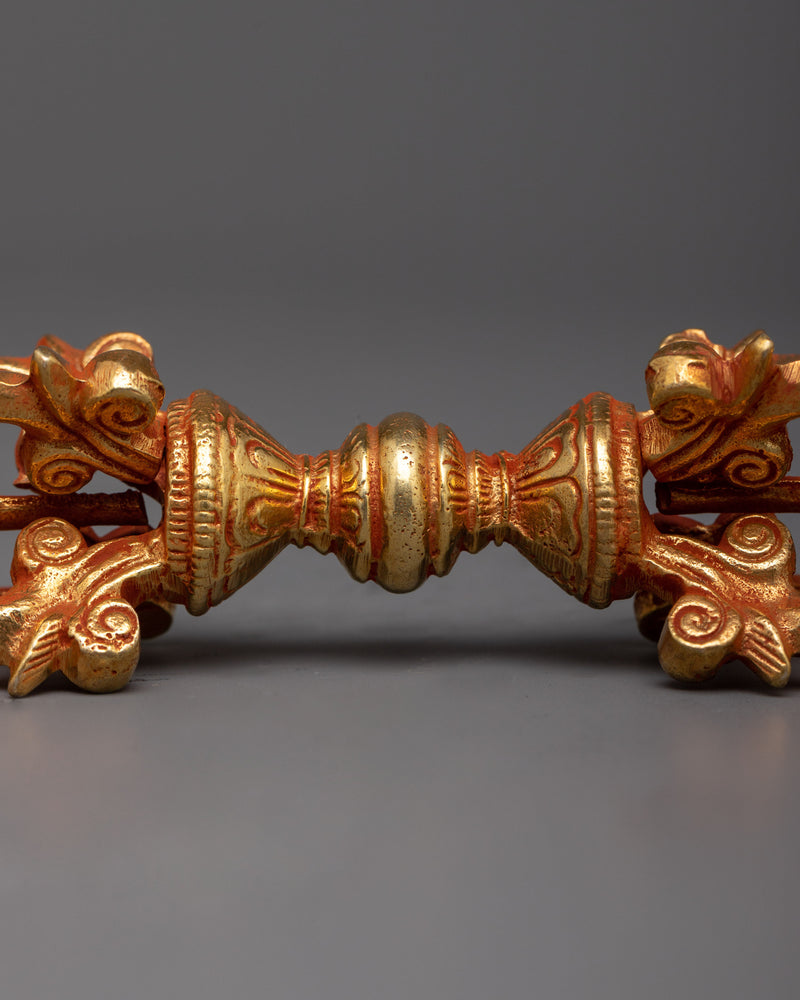 Gold-Plated Copper Vajra | Exquisite Spiritual Tool for Rituals and Meditations