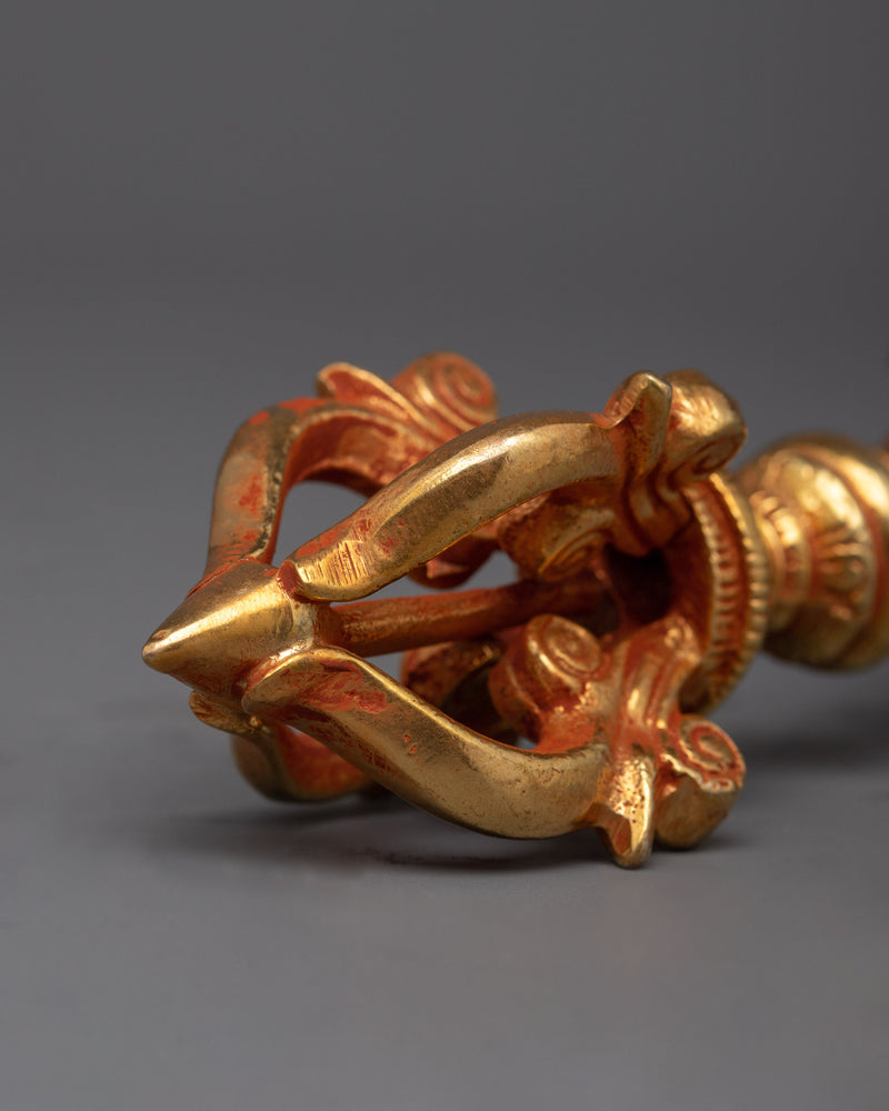 Gold-Plated Copper Vajra | Exquisite Spiritual Tool for Rituals and Meditations