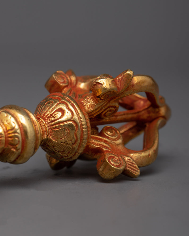 Gold-Plated Copper Vajra | Exquisite Spiritual Tool for Rituals and Meditations