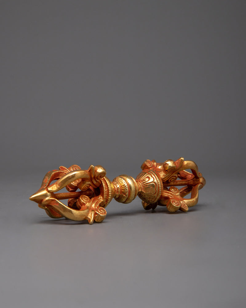 Gold-Plated Copper Vajra | Exquisite Spiritual Tool for Rituals and Meditations