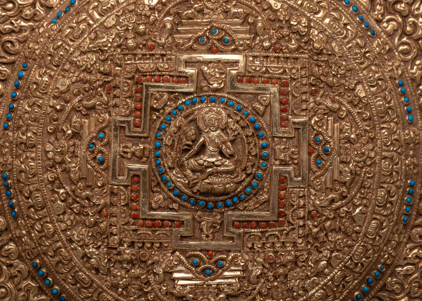 Green Tara Copper Mandala Art | Sacred Representation of Compassion and Protection