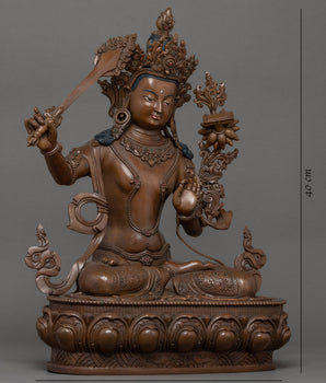 Manjushri Buddha Sculpture | Hand-Carved Bodhisattva Artwork