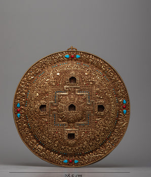Tibetan Metal Mandala Wall Hanging | Symbolic Artistry for Spiritual Spaces