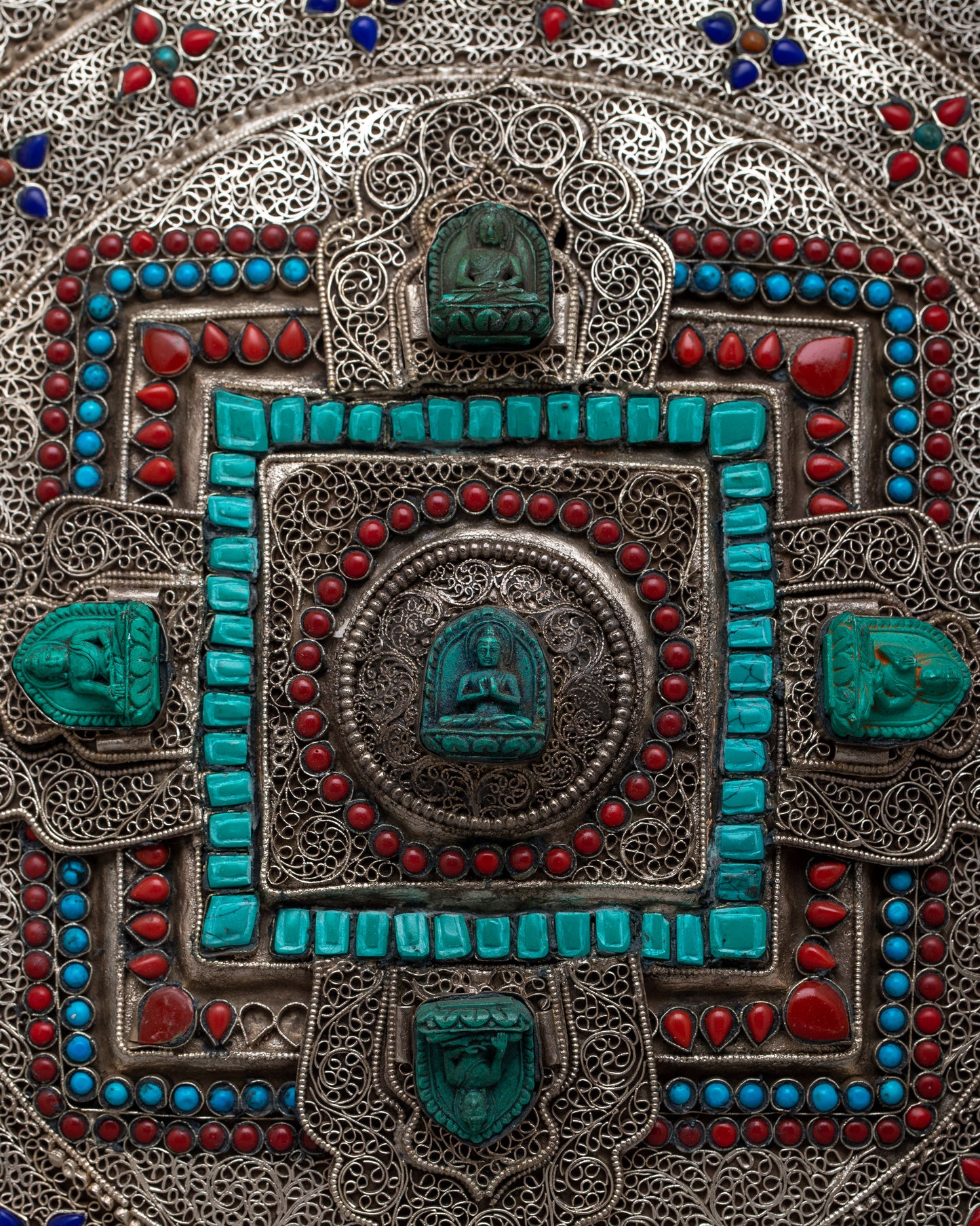 Five Dhyani Buddha Mandala Wall Hanging | Sacred Art for Spiritual Inspiration.