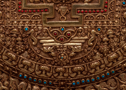 Auspicious Mandala Copper Wall Hanging | Symbolic Décor for Spiritual Harmony