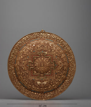 Auspicious Mandala Copper Wall Hanging | Symbolic Décor for Spiritual Harmony
