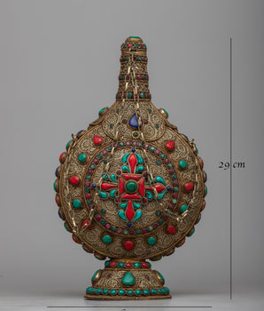 Gold Snuffer Bottle | Exquisite Copper Craftsmanship with Luxurious Gold and Silver Finish