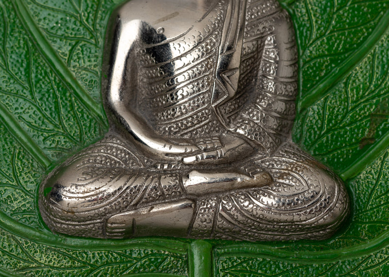 White Metal Buddha Leaf | Perfect for Décor and Meditation Spaces