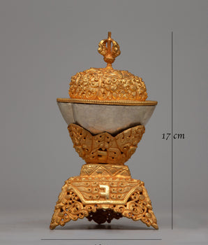 Tibetan Buddhist Kapala Set | Adorned in 24K Gold, Symbolizing Divine Purity