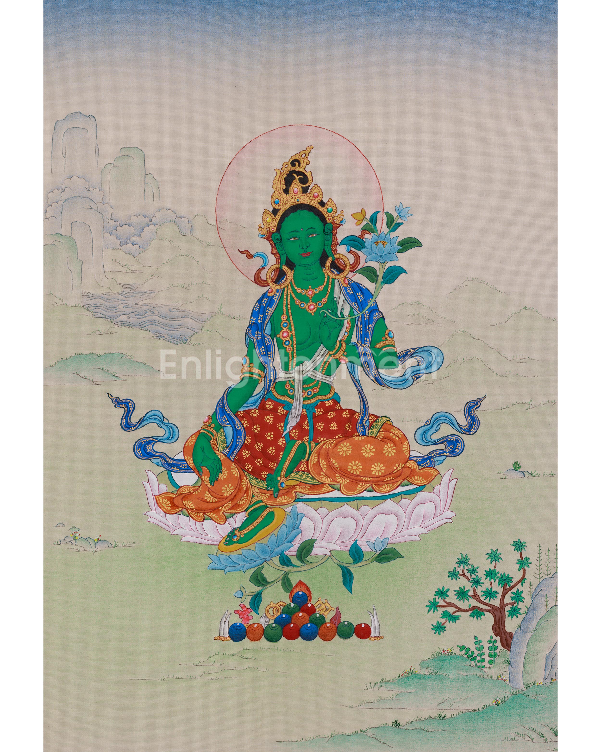 Mother of All Buddhas Green Tara Thangka