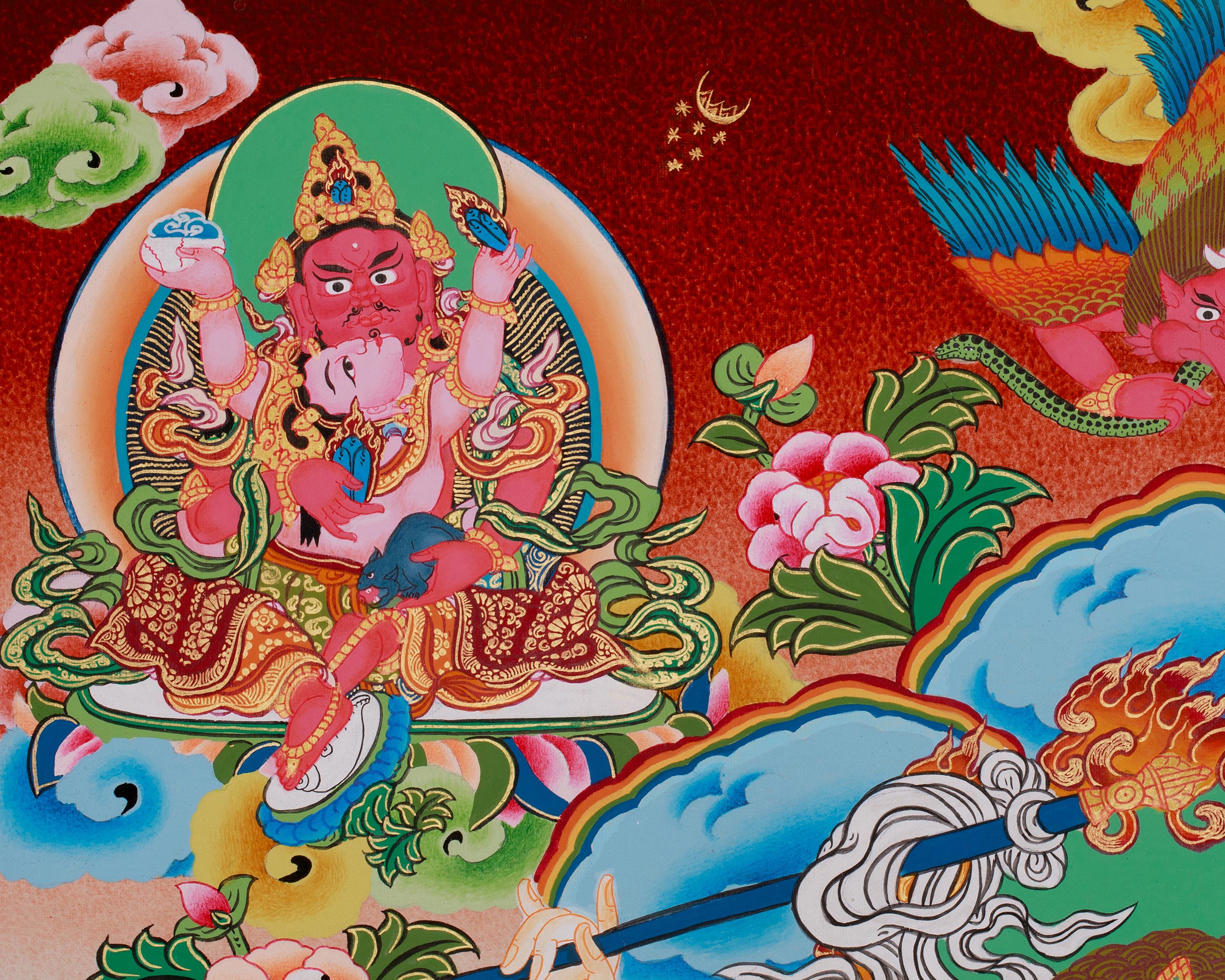 Sacred White Dzambhala Thangka | Himalayan Wealth Deity Artwork
