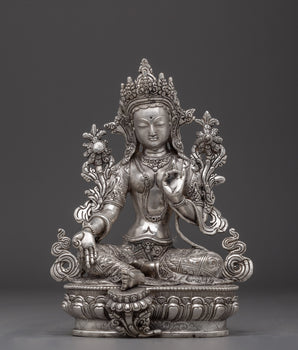 silver-green-tara-statue