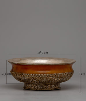 Silver Bowl with Yellow Jade | Perfect for Elevated Home Decor