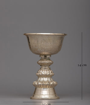 Silver Butter Lamp Set | Illuminating Sacred Spaces and Invoking Blessings