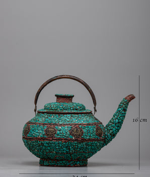 Copper Kettle Tea Pot | Elevating Rituals with Turquoise Stone Adornments