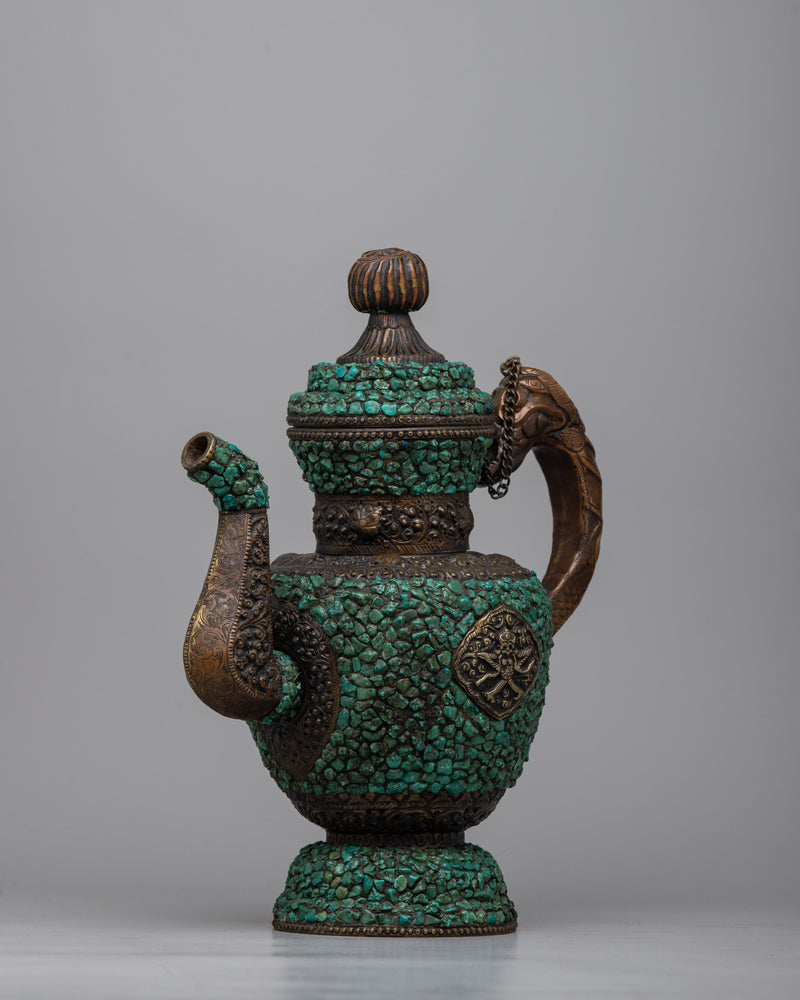 Turquoise Tea Pot | Artisanal Craftsmanship for Collector Enthusiasts