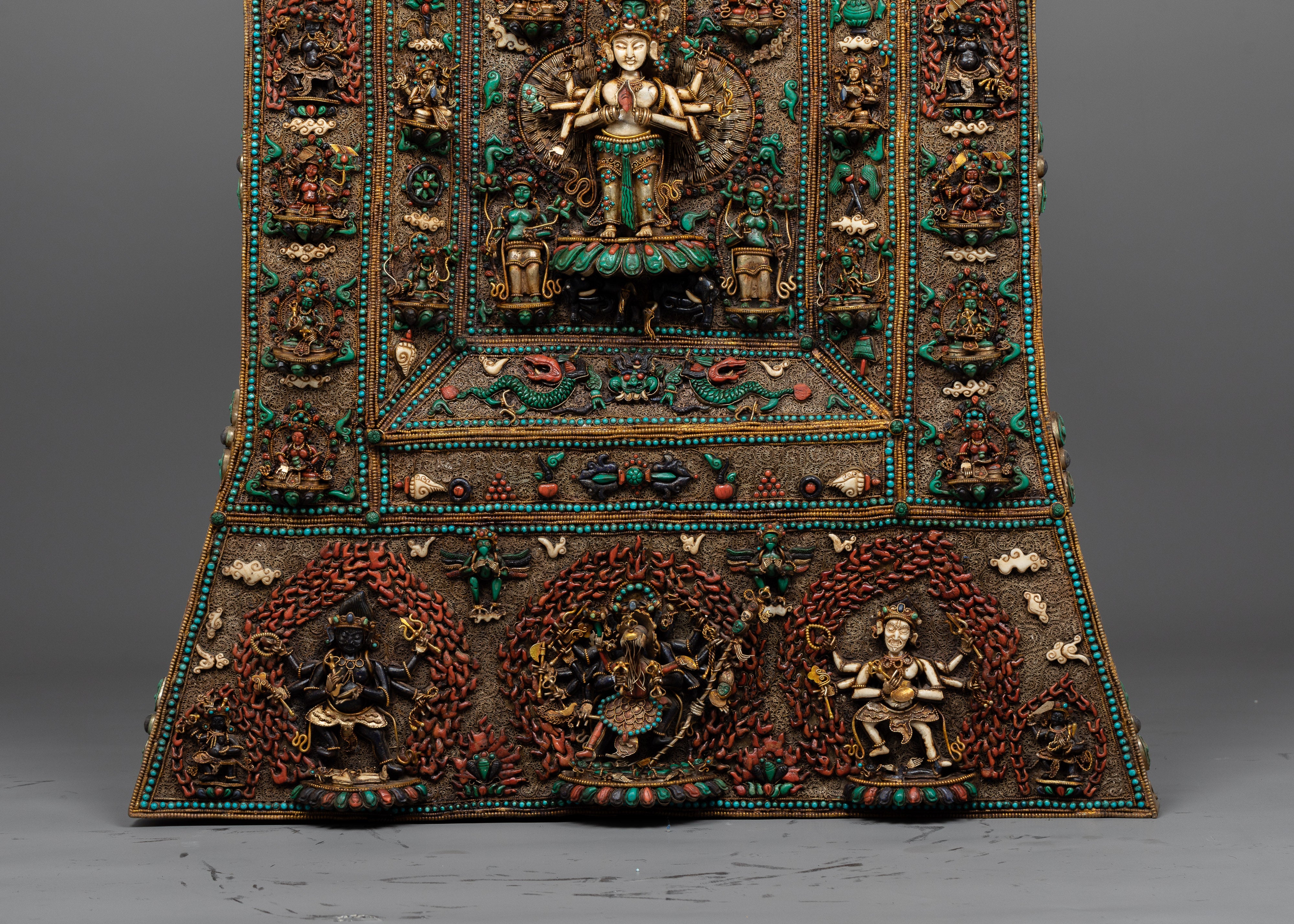 1000 Armed Chenresig Copper Boho Wall Hanging | Bohemian Charm for Your Home or Meditation Space