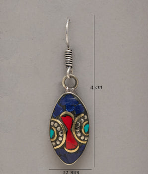Lapis Lazuli Dangle Earrings Set | Dangle Earrings with White Metal with Silver Plating
