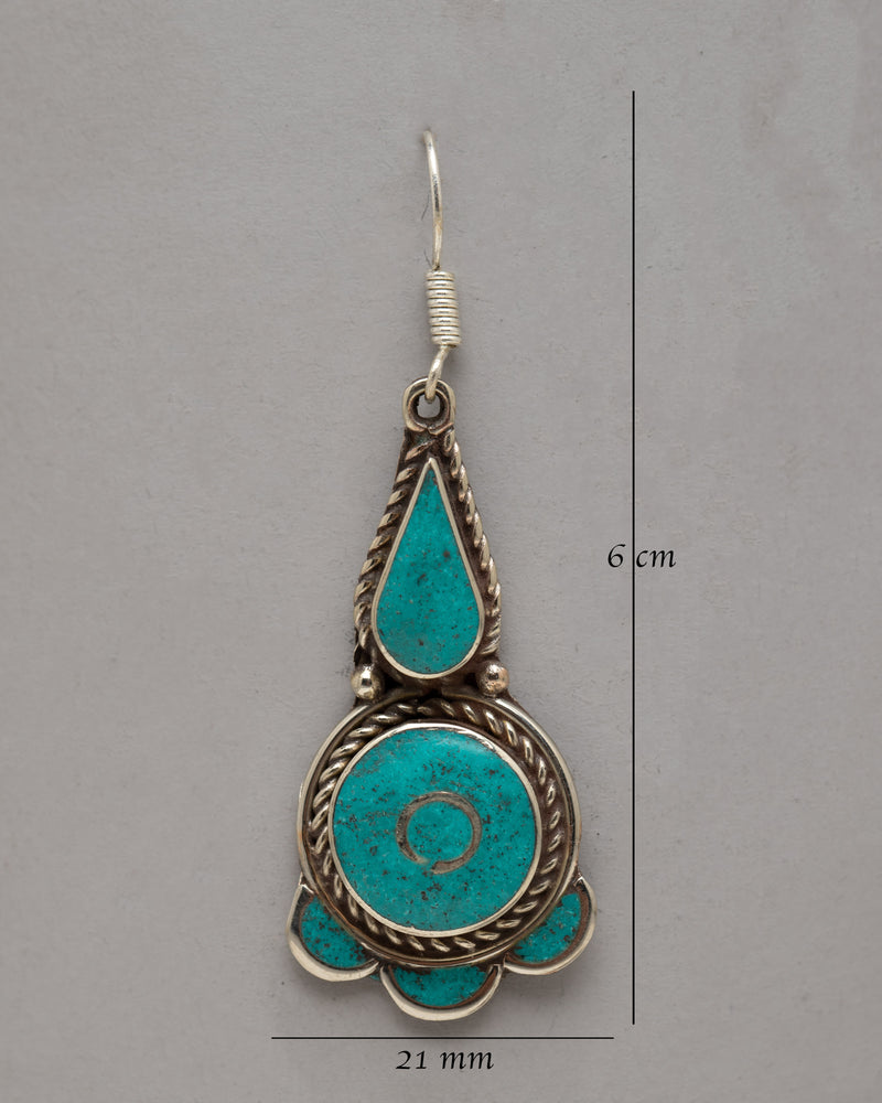 Silver Earring Set | Featuring Turquoise Stones and Silver Plating