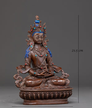 Handcrafted Tibetan Sacred Amitayus Statue | Buddha of Infinite Life