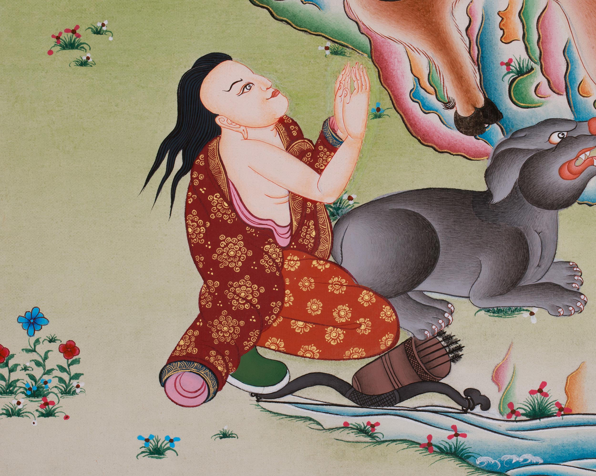 Sacred Milarepa Thangka | Enlightened Master | Spiritual Transformation