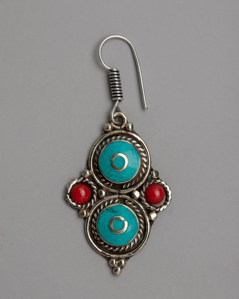 Turquoise Dangle Earrings | Fashionable Silver Earrings for Casual or Formal Wear