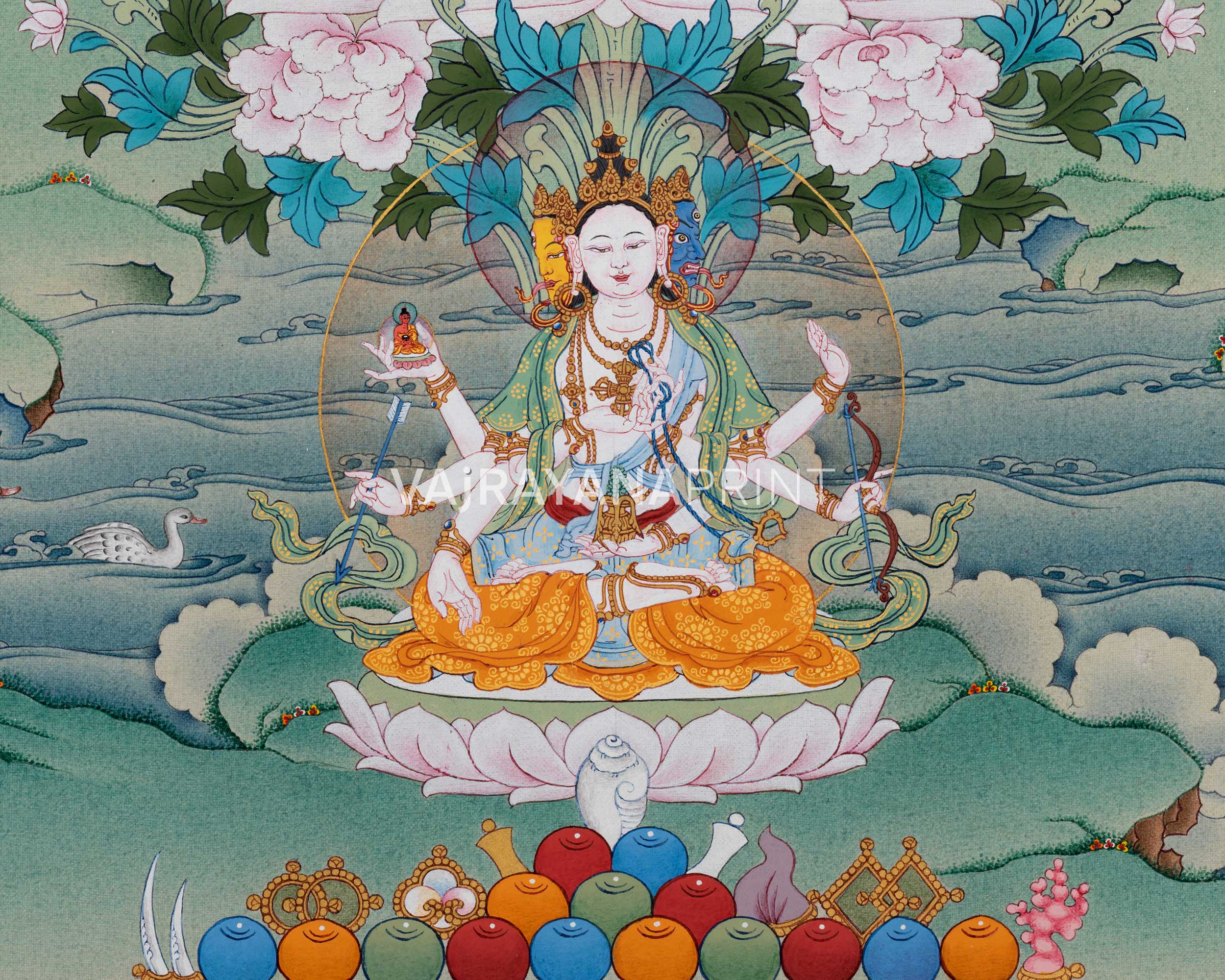 High-Quality Canvas Print of Mother Tara Thangka | White Tara's Deity of Long Life, Health, Healing & Compassion