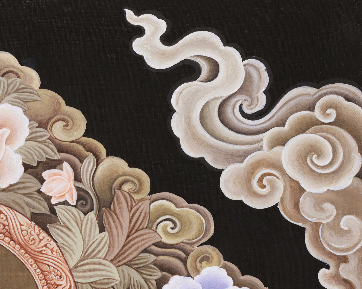 Standing Compassion Deity Chenrezig Thangka | Symbol of Divine Love