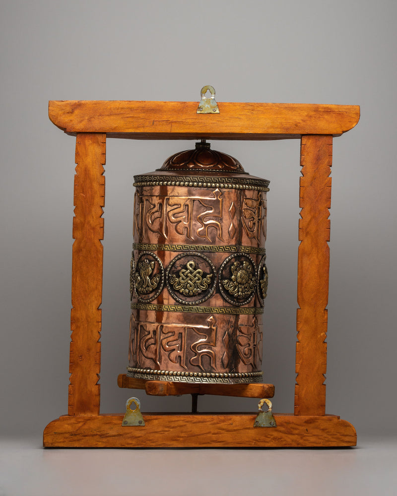 Traditional Wooden Frame Prayer Wheel | Symbol of Devotion and Spiritual Practice