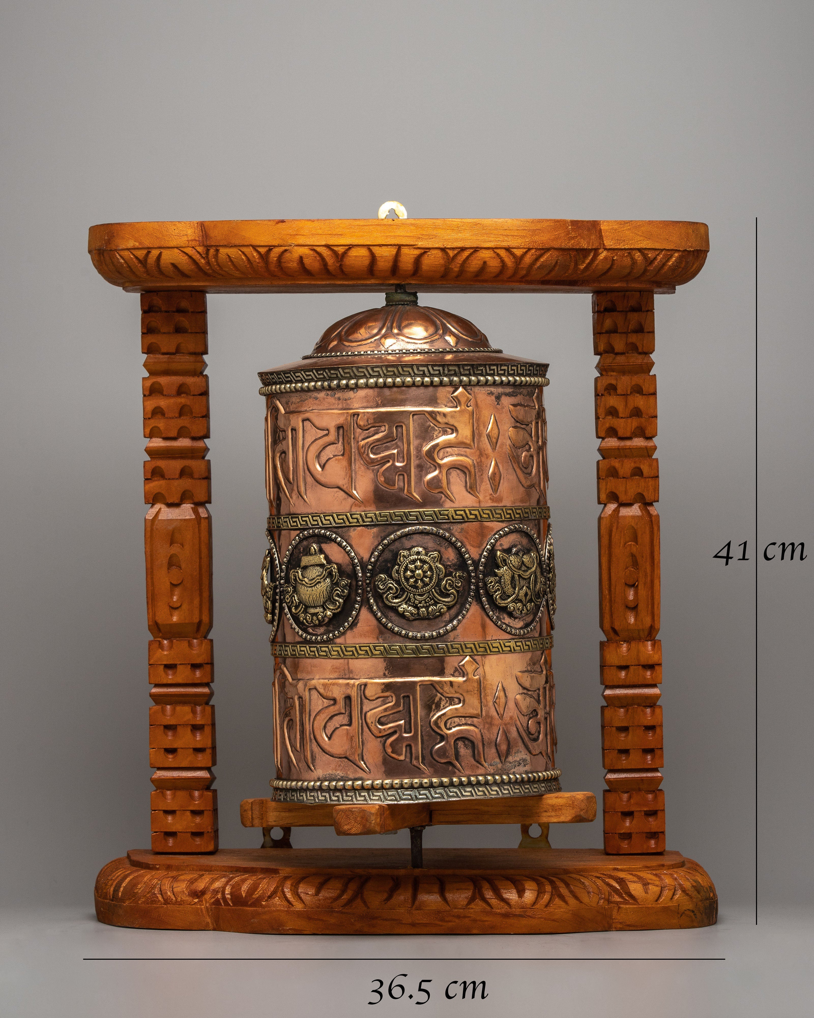 Traditional Wooden Frame Prayer Wheel | Symbol of Devotion and Spiritual Practice