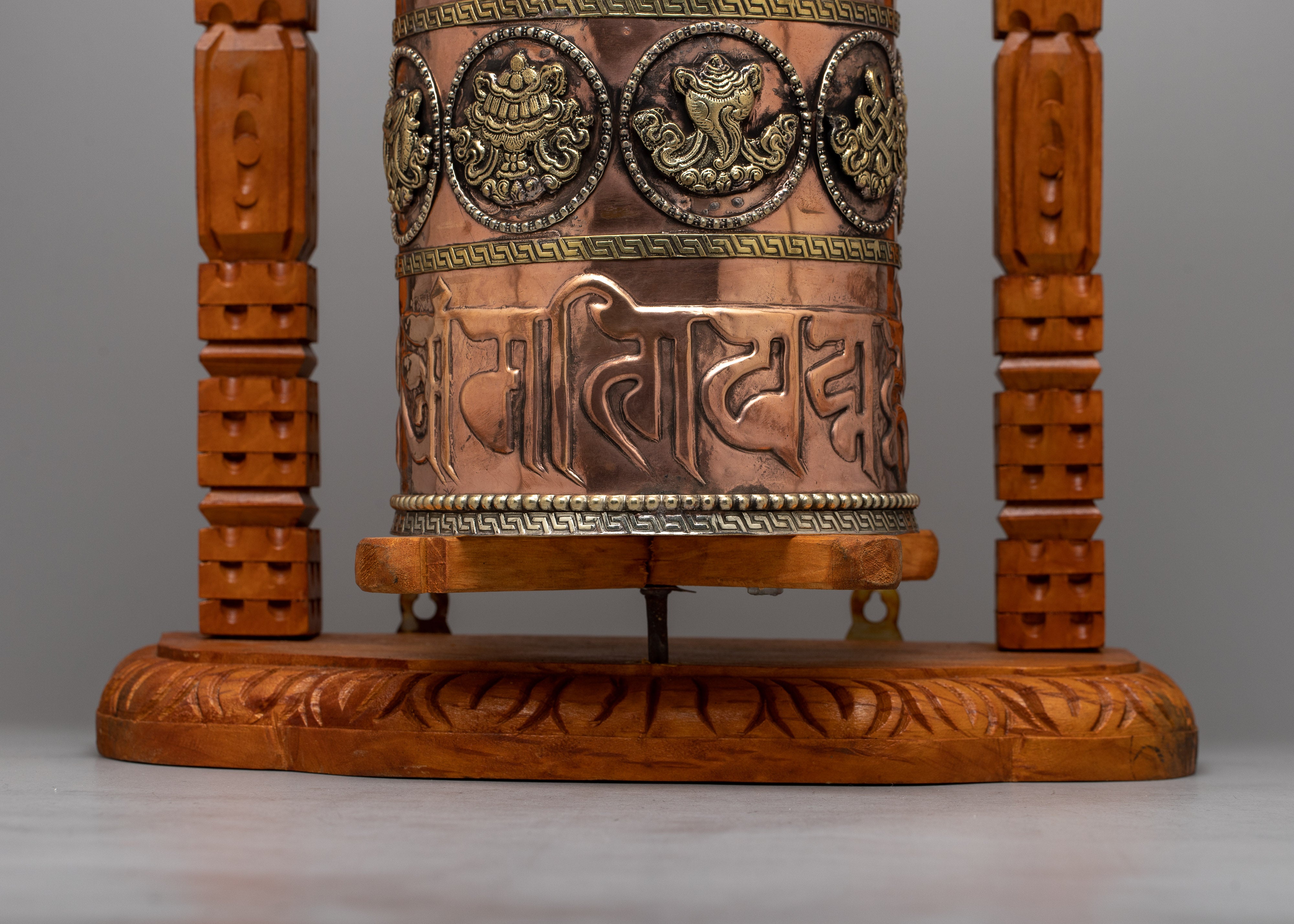 Traditional Wooden Frame Prayer Wheel | Symbol of Devotion and Spiritual Practice