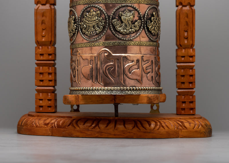 Traditional Wooden Frame Prayer Wheel | Symbol of Devotion and Spiritual Practice