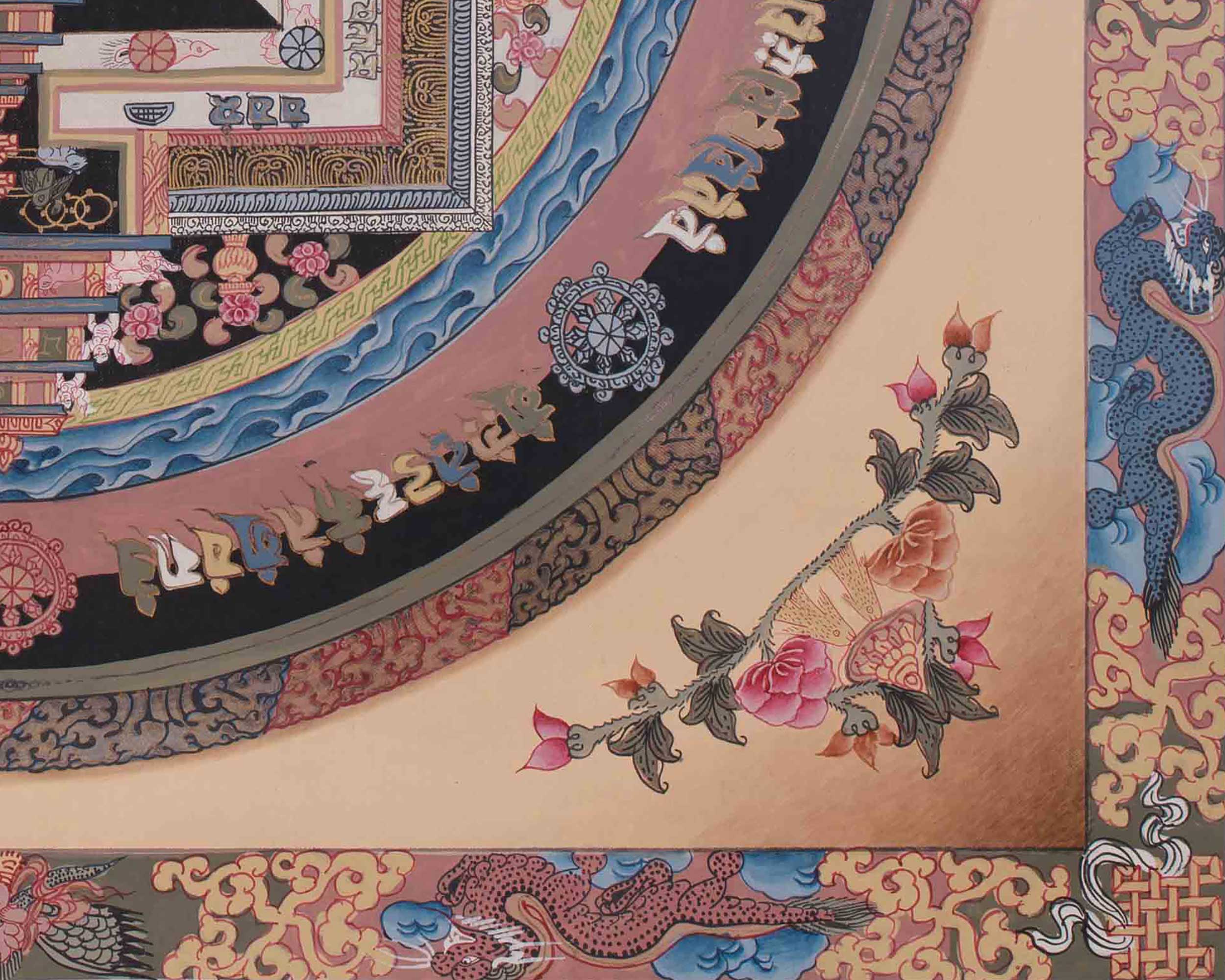 Tibetan Kalachakra Mandala Artwork | Symbol Of Time, Enlightenment, and Cosmic Balance | Meditation Altar