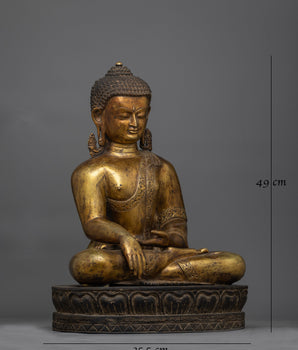 Shakyamuni Buddha Gold Gilded Antique Statue | Serenity in Timeless Tradition