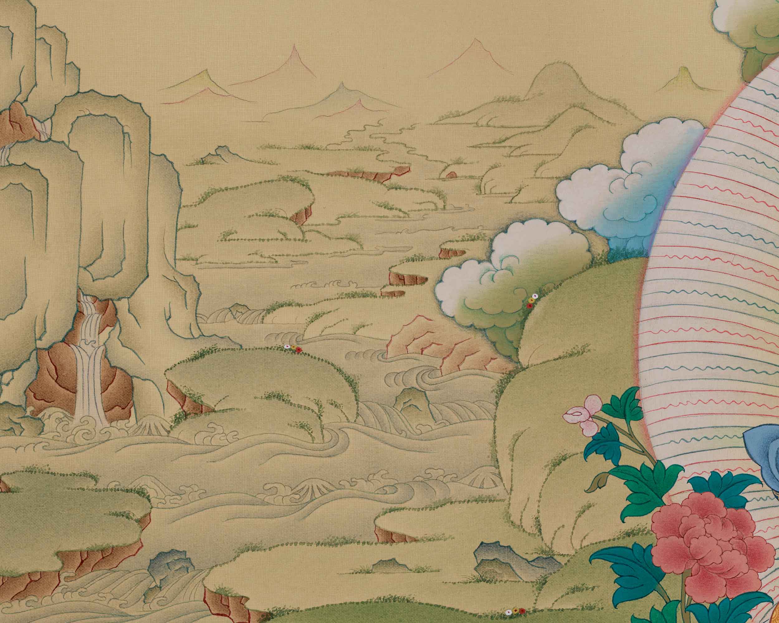 Goddess White Tara Thangka | Symbol Of Compassion with Brocade