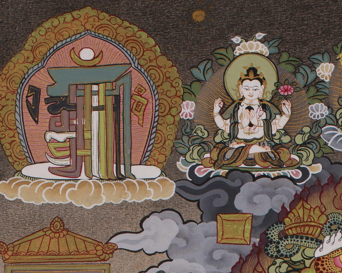 Tibetan Calendar | An Intricate Thangka Depicting the Buddhist Year and Lunar Cycle