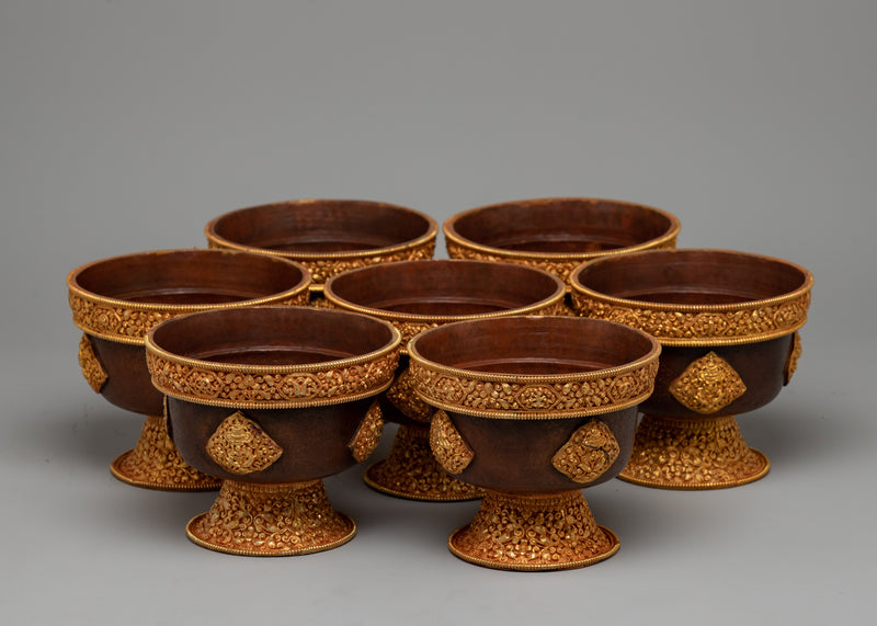 Tibetan Water Bowl Offering Set | Enhancing Spiritual Practices with Traditional Ritual Vessels