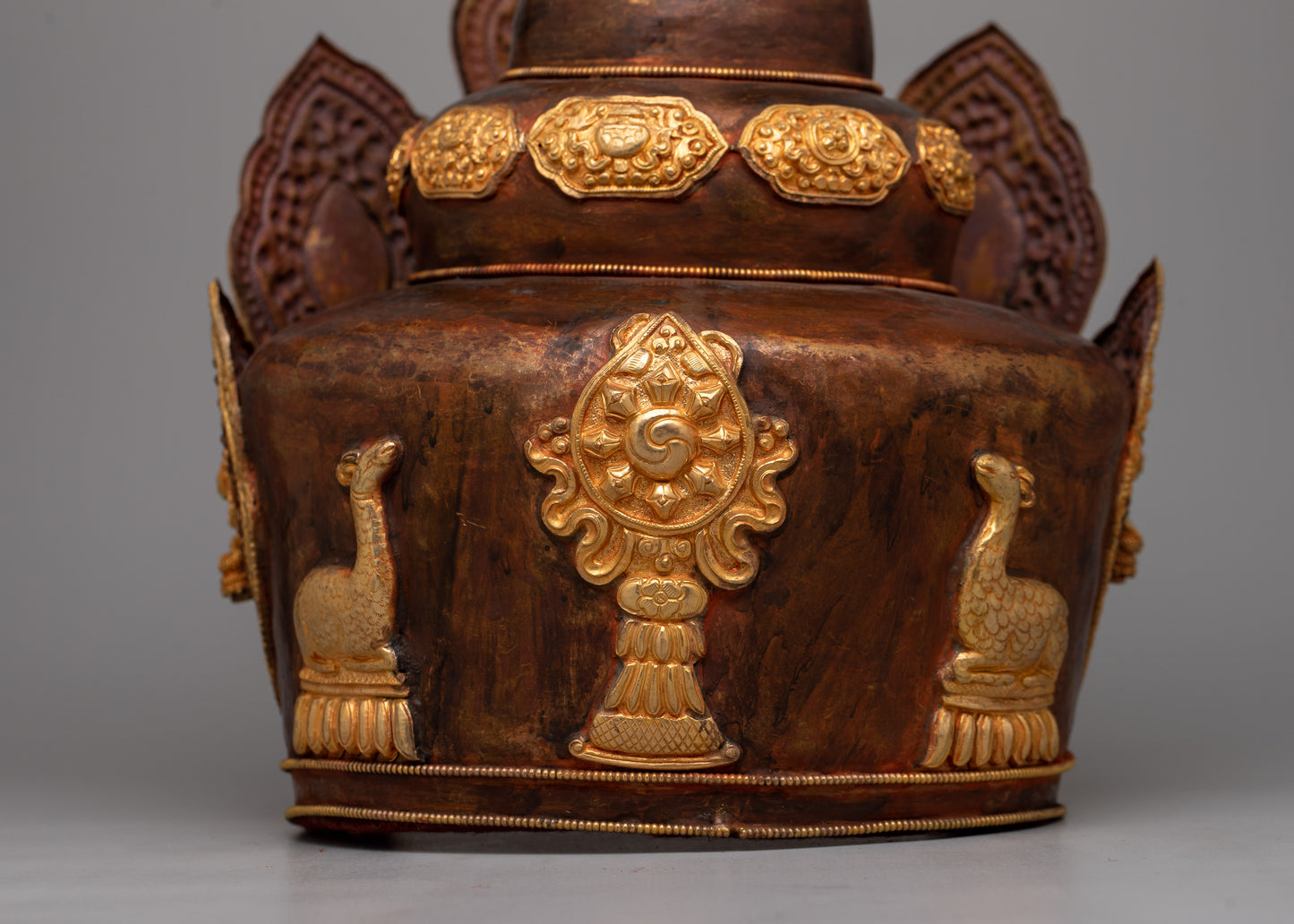 Tibetan Copper Crown | Regal Headpiece for Spiritual Majesty and Cultural Elegance