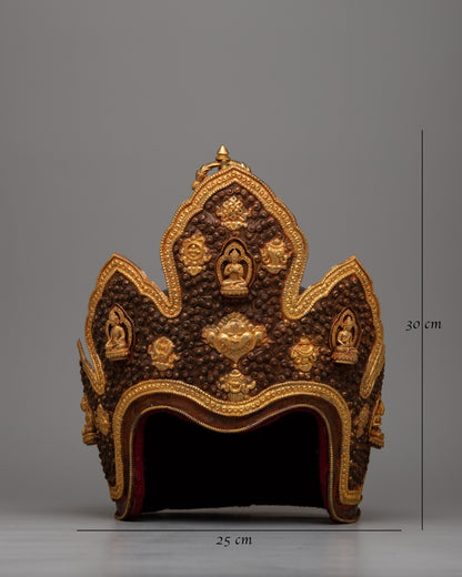 Tibetan Copper Crown | Regal Headpiece for Spiritual Majesty and Cultural Elegance