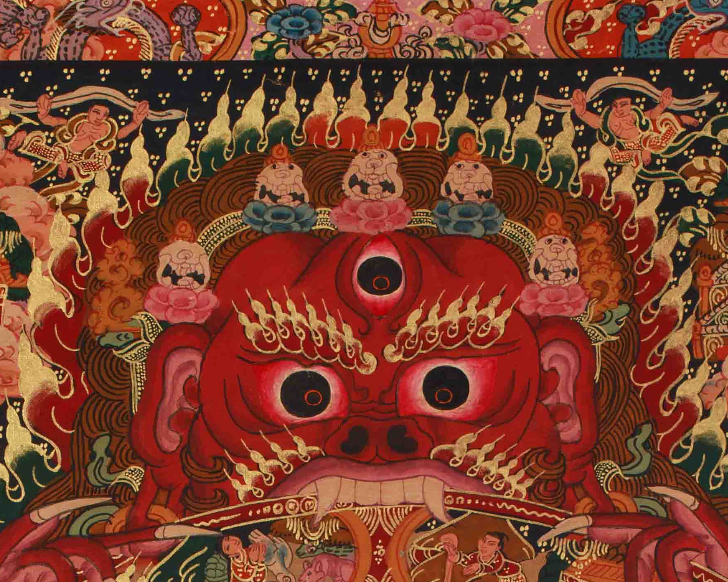 Traditional Bhavachakra Mandala Art | Hand-Painted Wheel of Life Thangka