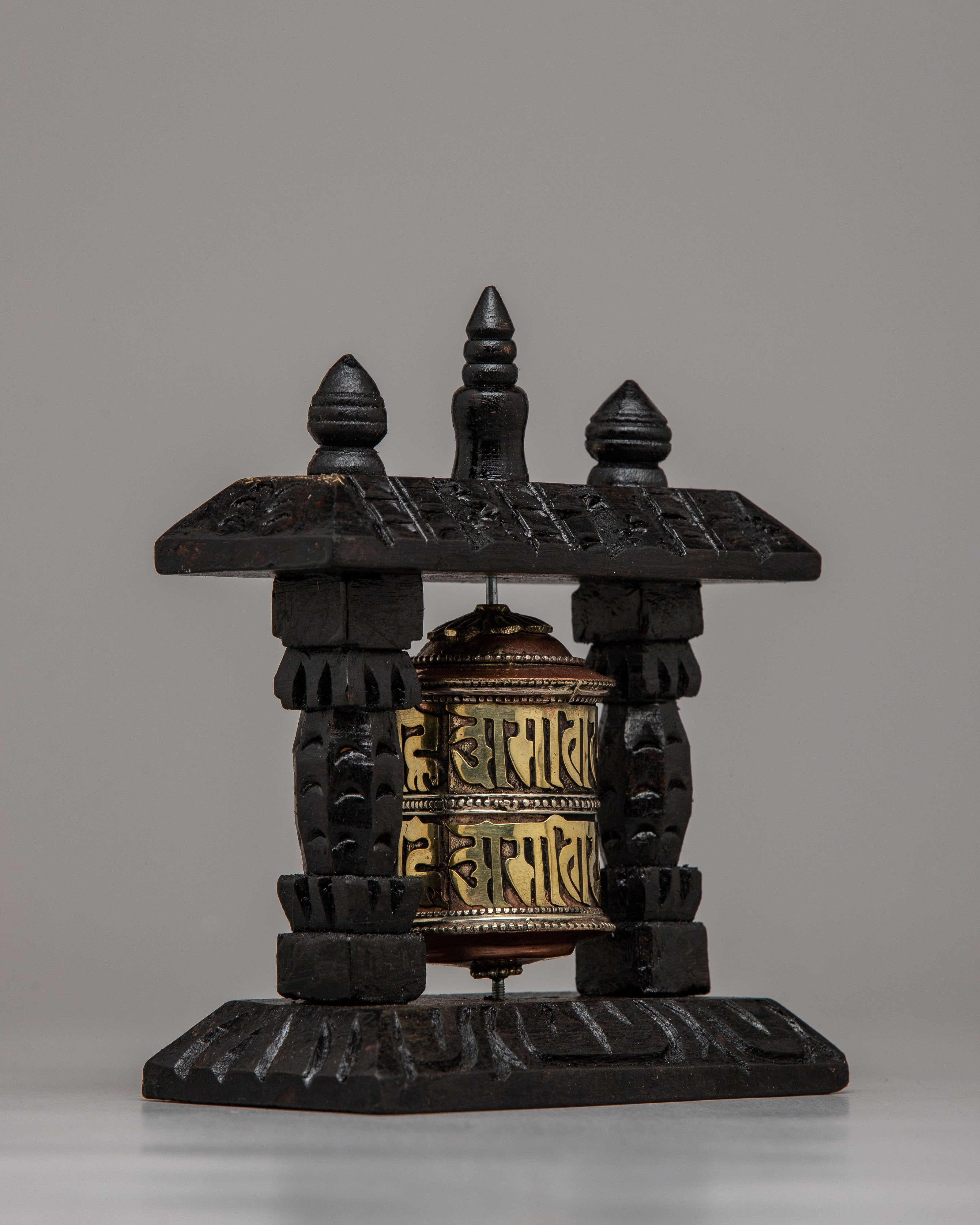 Wood Prayer Wheel Nepal | Invoking Spiritual Harmony and Blessings