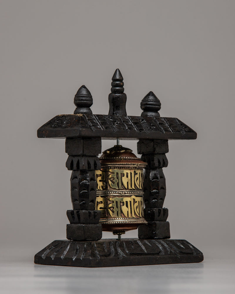 Wood Prayer Wheel Nepal | Invoking Spiritual Harmony and Blessings