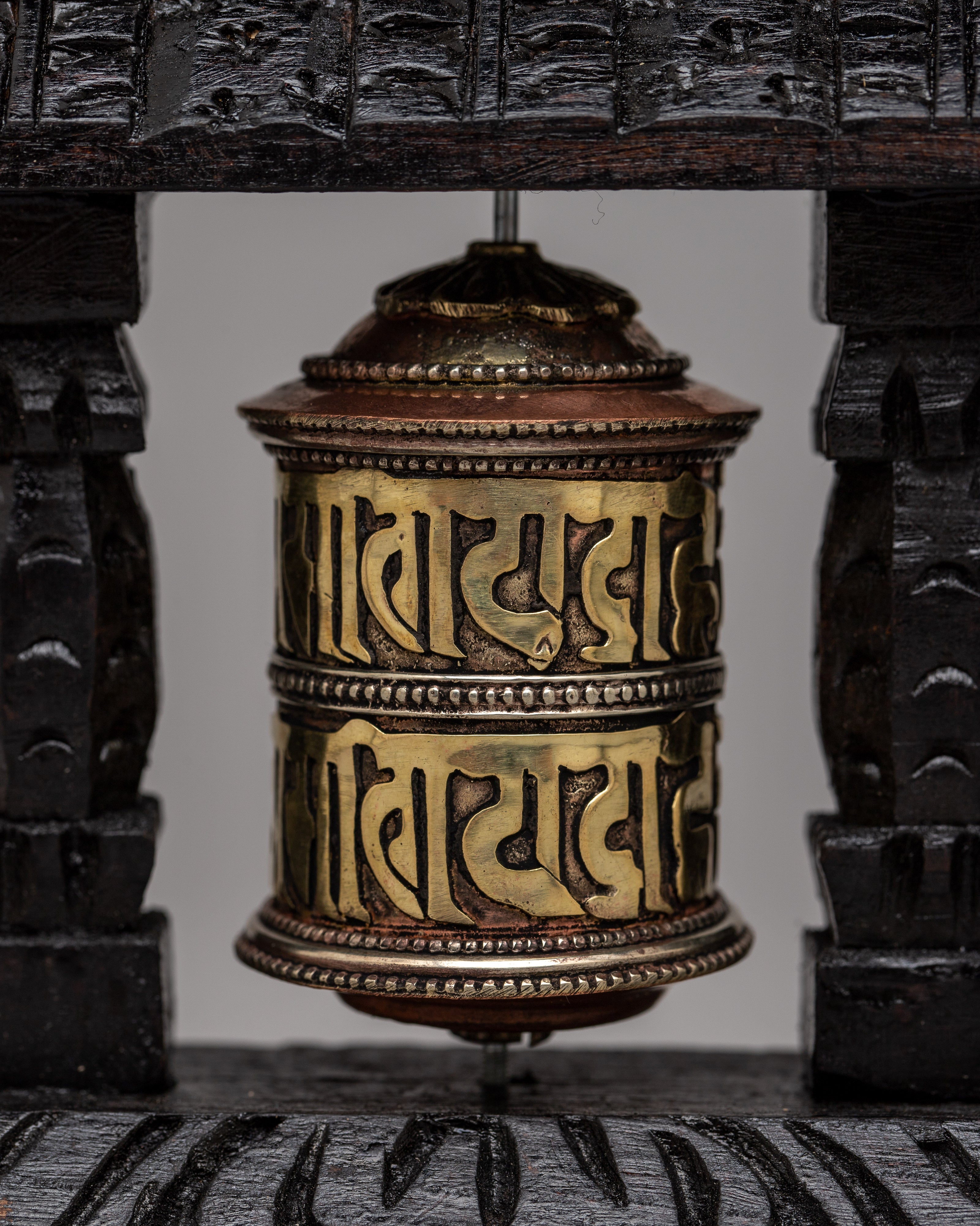Wood Prayer Wheel Nepal | Invoking Spiritual Harmony and Blessings