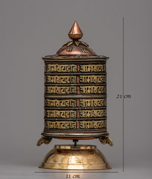 Nepal Spinning Prayer Wheel | Crafted in Copper for Sacred Reverence