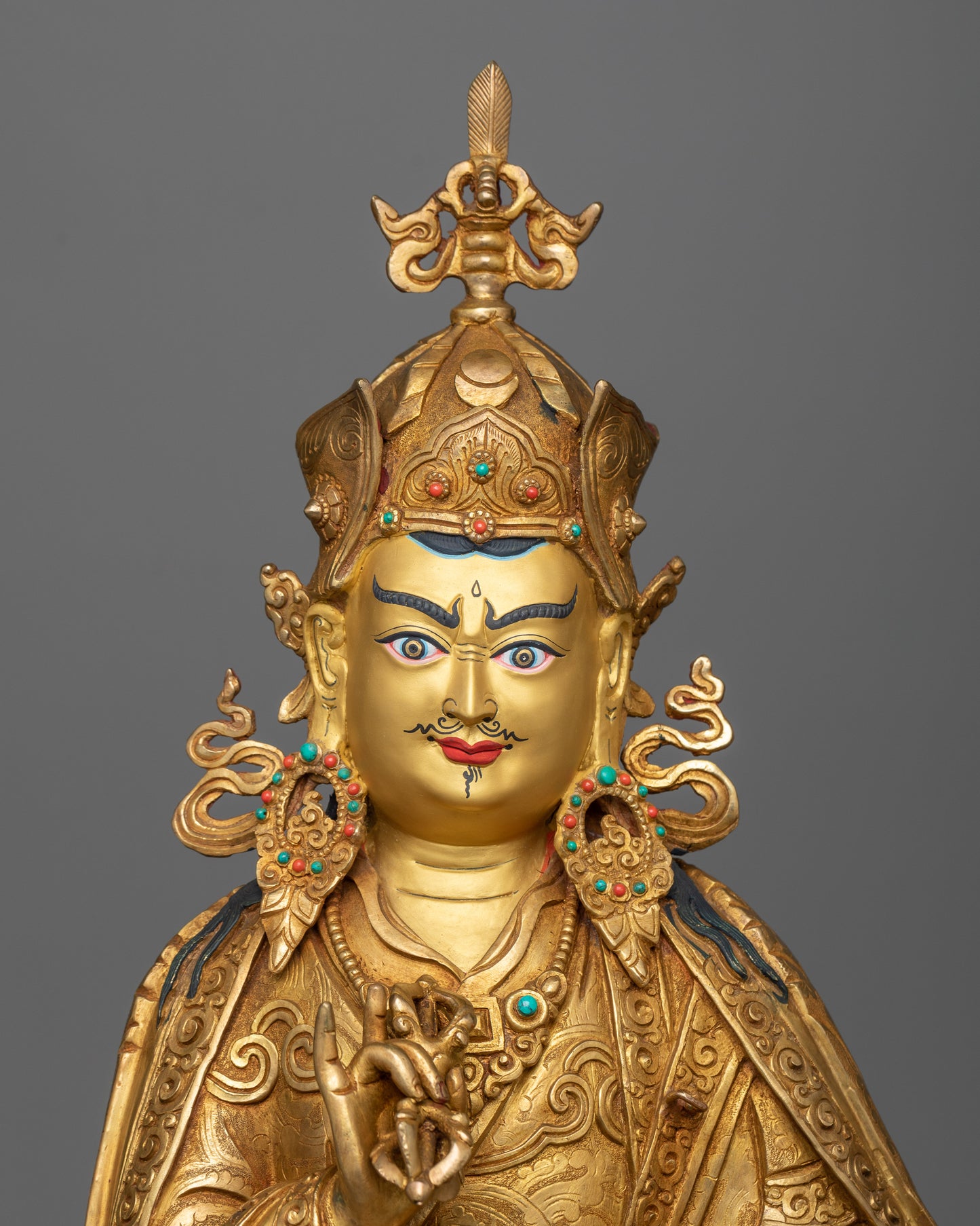 Guru Rinpoche Padmasambhava Statue | Copper with 24K Gold Plating for Divine Radiance