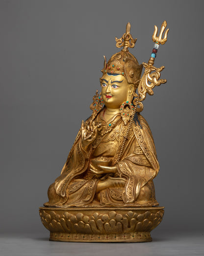 Guru Rinpoche Padmasambhava Statue | Copper with 24K Gold Plating for Divine Radiance