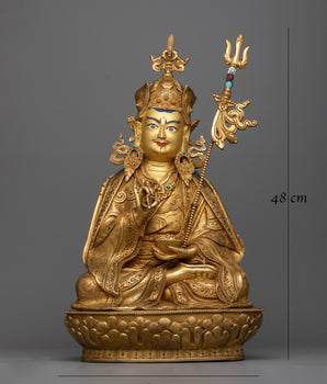 Guru Rinpoche Padmasambhava Statue | Copper with 24K Gold Plating for Divine Radiance