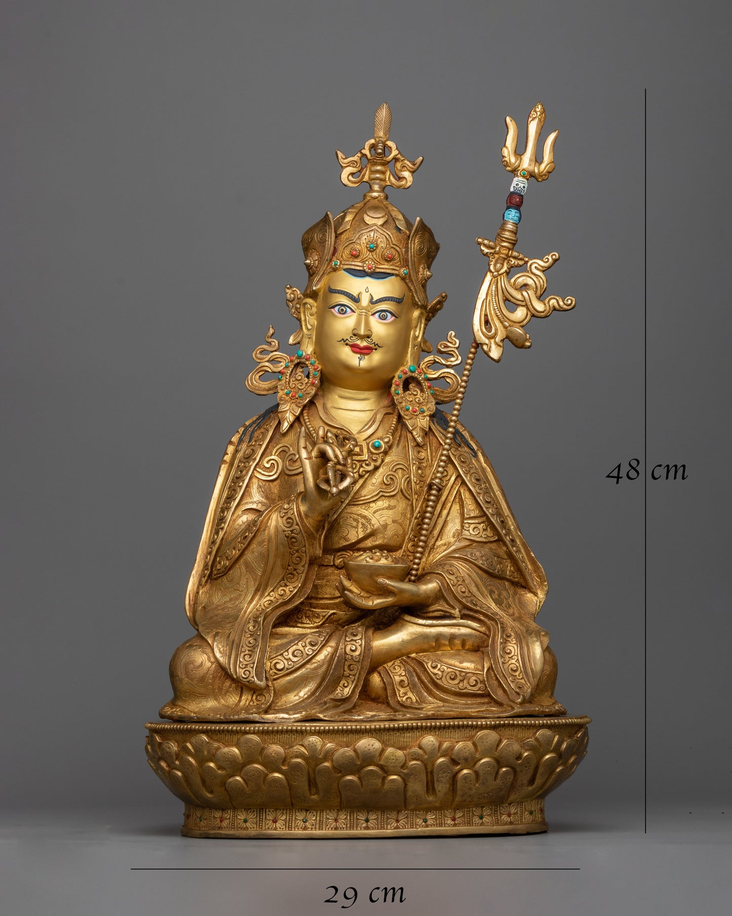 Guru Rinpoche Padmasambhava Statue | Copper with 24K Gold Plating for Divine Radiance